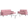 vidaXL 3-delige Loungeset met kussens en bolsters fluweel roze