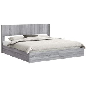 vidaXL Bedframe met opbergruimte en hoofdbord 2 st Bewerkt hout
