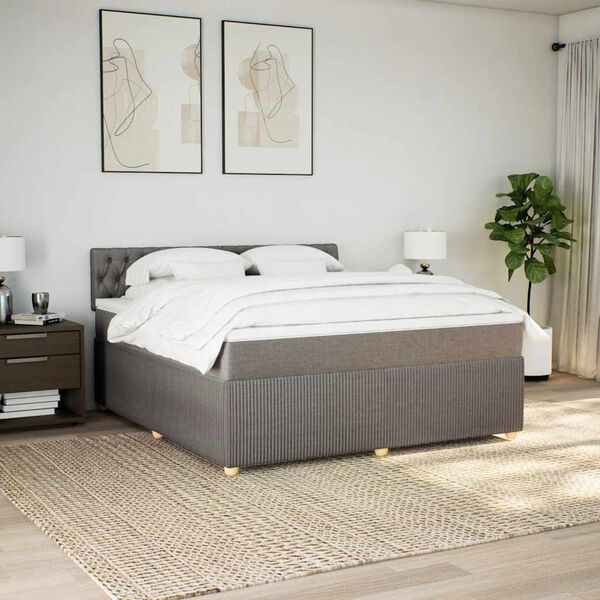 vidaXL Boxspring met matras stof taupe 180x200 cm
