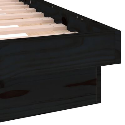 vidaXL Bedframe LED massief hout zwart 90x200 cm