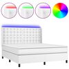 vidaXL Boxspring met matras en LED kunstleer wit 160x200 cm