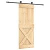 vidaXL Schuifdeur 80 x 210 cm Massief Grenenhout (Niet-Behandeld)