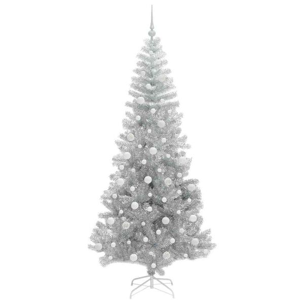 vidaXL Kerstboom met 300 LED met standaard Zilver 210 cm PET
