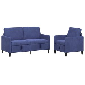 vidaXL Bankenset met opbergruimte 2 st Politieblauw Polyester