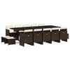 vidaXL 15-delige Tuinset met kussens poly rattan bruin