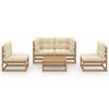 vidaXL 5-delige Loungeset met kussens massief grenenhout