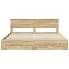 vidaXL Bedframe met hoofdeinde Sonoma Eiken 200 x 200 cm Bewerkt hout