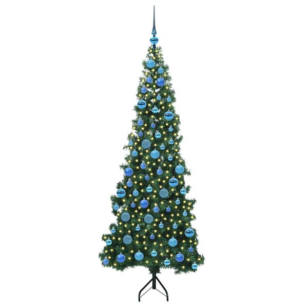 vidaXL Hoek Kunstkerstboom met 300 LED Groen 180 cm PVC en Metaal