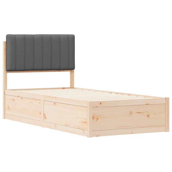 vidaXL Bedframe met Gevoerd Hoofdgedeelte Donkergrijs 90 x 200 cm