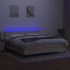 vidaXL Boxspring met matras en LED stof cr&egrave;mekleurig 160x200 cm