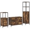 vidaXL Badkamermeubelset 3 st Gerookt Eiken en Zwart 36 x 35 x 165 cm