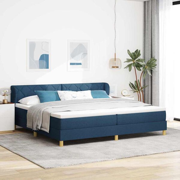 vidaXL Boxspringbed met matras met hoofdeinde Blauw 200 x 200 cm Stof