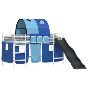 vidaXL Loftbed voor Kids Wit en Blauw 79,5 x 200 cm Metaal
