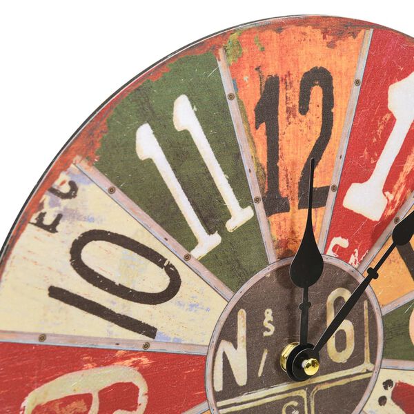 vidaXL Wandklok 30 cm MDF meerkleurig