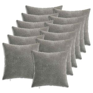 vidaXL Kussensloop 12 st HEERLEN Donkergrijs 40 x 40 cm Chenille Stof