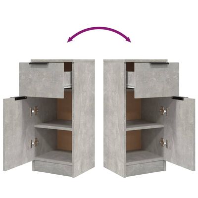 vidaXL Dressoirs 2 st 30x30x70 cm bewerkt hout betongrijs