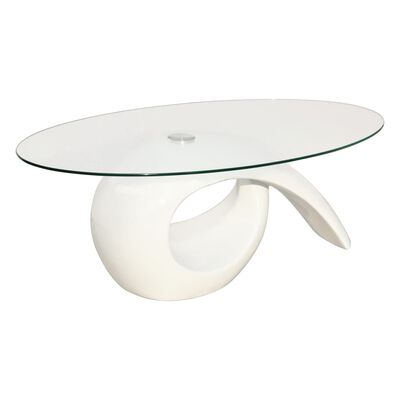 vidaXL Salontafel met ovaal glazen tafelblad hoogglans wit