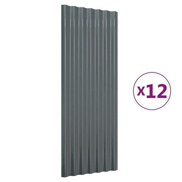 vidaXL Dakpanelen 12 st 100x36 cm gegalvaniseerd staal antracietkleurig