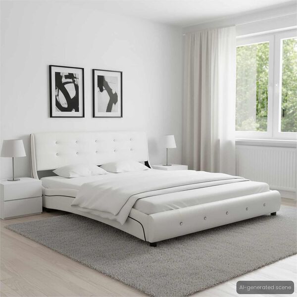 vidaXL Bedframe zonder matras 135x190 cm kunstleer wit