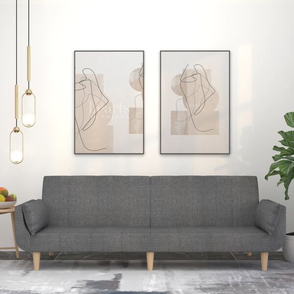 vidaXL Slaapbank 2-zits met 2 kussens stof lichtgrijs