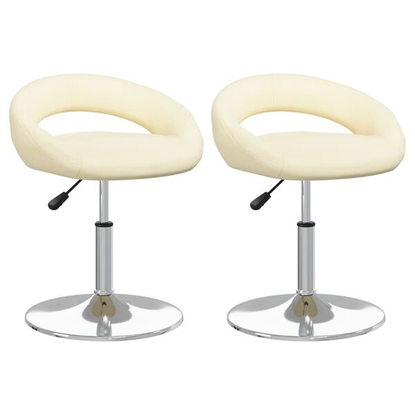 vidaXL Eetkamerstoelen draaibaar 2 st kunstleer cr&egrave;mekleurig