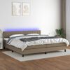 vidaXL Boxspring met matras en LED stof taupe 200x200 cm