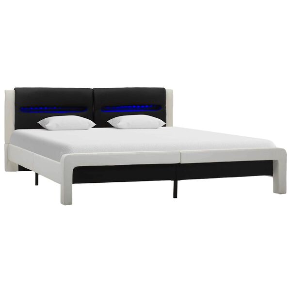 vidaXL Bedframe met hoofdeinde Wit en zwart 120 x 200 cm Nep Leer