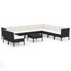 vidaXL 11-delige Loungeset met kussens poly rattan zwart