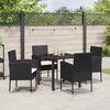 vidaXL Tuin eettafelset met kussen 5 pcs Zwart poly rattan