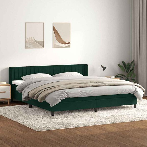vidaXL Boxspring met matras fluweel donkergroen 180x220 cm