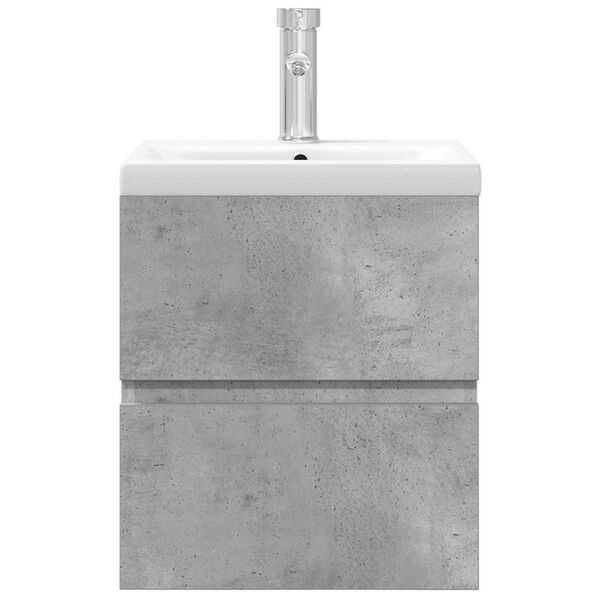 vidaXL 2-delige Badkamermeubelset bewerkt hout betongrijs