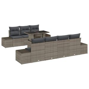vidaXL Tuin Sofa Set 8 pcs Grijs Poly Rattan en Poedergecoat Staal