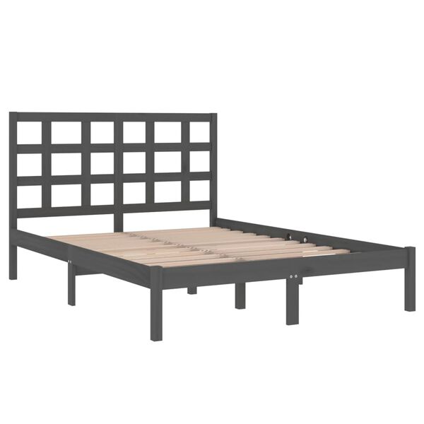 vidaXL Bedframe massief hout grijs 200x200 cm