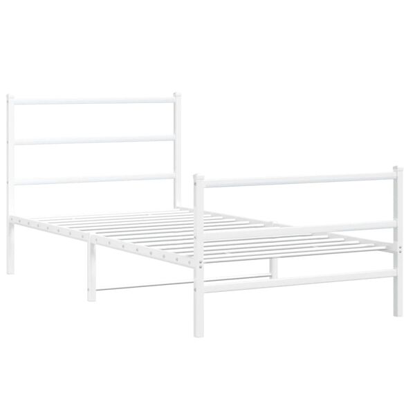 vidaXL Bedframe met hoofd- en voeteneinde&nbsp;metaal wit 107x203 cm