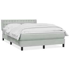 vidaXL Boxspring met matras fluweel lichtgrijs 160x220 cm