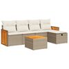 vidaXL 6-delige Loungeset met kussens poly rattan beige
