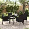 vidaXL Tuin eettafelset met kussen 5 pcs Zwart poly rattan