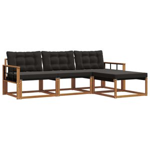 vidaXL Buiten bankenset met kussen 4 pcs Natuurlijk en Zwart