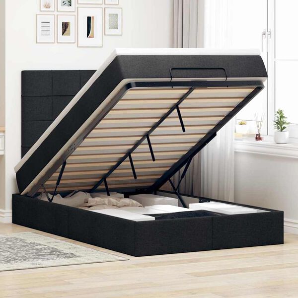 vidaXL Ottoman bed met matras 120x200cm stof zwart