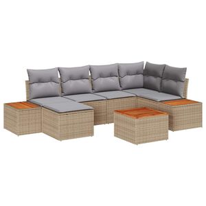 vidaXL Tuin Sofa Set met kussen 7 pcs Beige poly rattan