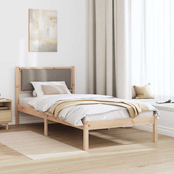 vidaXL Bedframe met hoofdeinde Taupe 100 x 200 cm Massief grenenhout