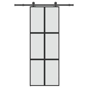 vidaXL Schuifdeur met beslag 76x205 cm gehard glas en aluminium