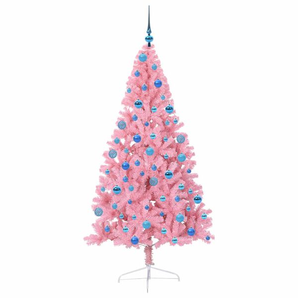 vidaXL Kunstmatig Voorverlicht Kerstboom met 300 LED Roze 180 cm PVC