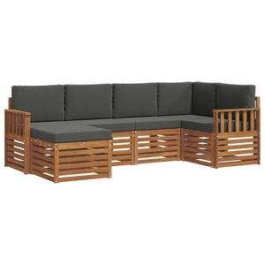 vidaXL Hoekbank Set met kussen 6 pcs Natuurlijk en Antraciet
