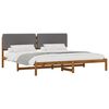 vidaXL Bedframe met gestoffeerd hoofdbord Naturel en lichtgrijs