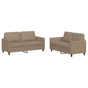 vidaXL 2-delige Loungeset met kussens kunstleer cappuccino