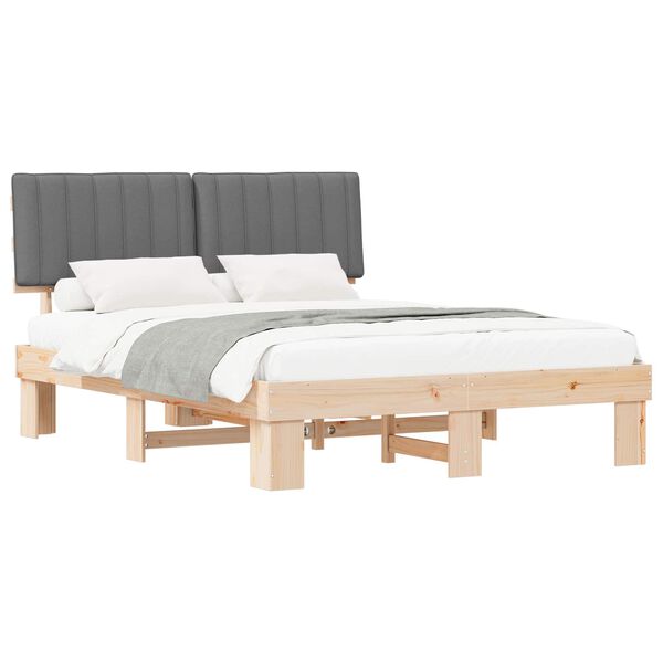 vidaXL Bedframe met Gevoerd Hoofdgedeelte Lichtgrijs 160 x 200 cm