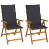 vidaXL Tuinstoelen 2 st verstelbaar met kussens massief acaciahout