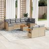 vidaXL 10-delige Loungeset met kussens poly rattan beige