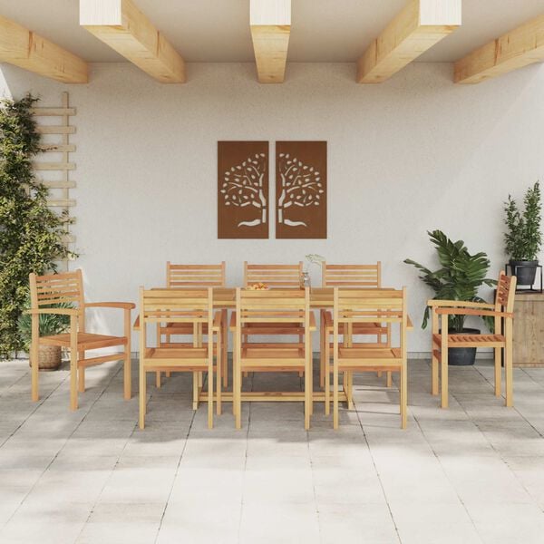 vidaXL Tuin eettafelset 9 pcs Bruin Massief Teakhout
